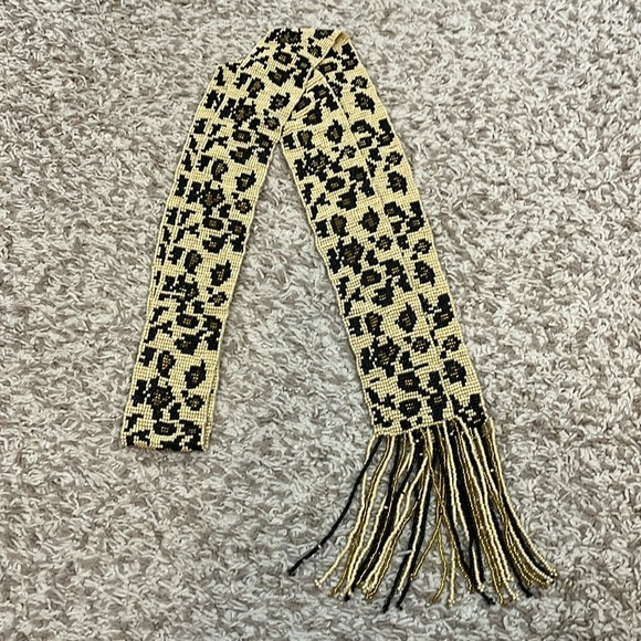 Heavy Fully Beaded Cheetah Printed Belt with Beaded Tassels - Picture 1 of 7